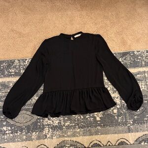 LOFT Black Peplum Blouse